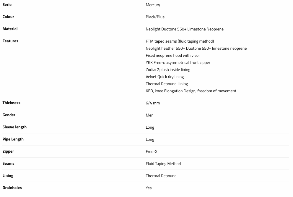 Prolimit Mercury FreeX 6/4 Hooded Men's Wetsuit