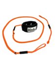 Kaohi Bungee Style Wing Leash in orange with padded wrist cuff and 12 inch pigtail extender