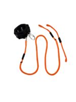 Kaohi orange bungee wing leash, back of the wrist cuff with stainless carabiner