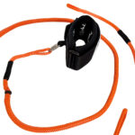 Close-up of the Kaohi wrist cuff and orange bungee cord