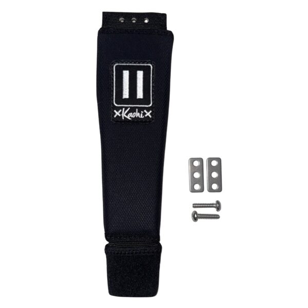 One by One x Kaohi foot strap, front, with stainless screws and washers