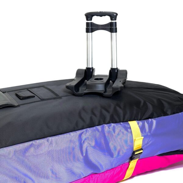 FBC Travel Bag Trolley with handle extended on the end of an FBC RAD travel bag