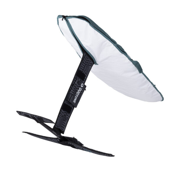 Duotone Wing Mid-Length Boardbag 2027 Slate Green opened with foil board inside