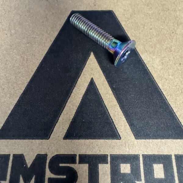 Armstrong M6 x 28.5mm countersunk Torx screw, rainbow titanium coating