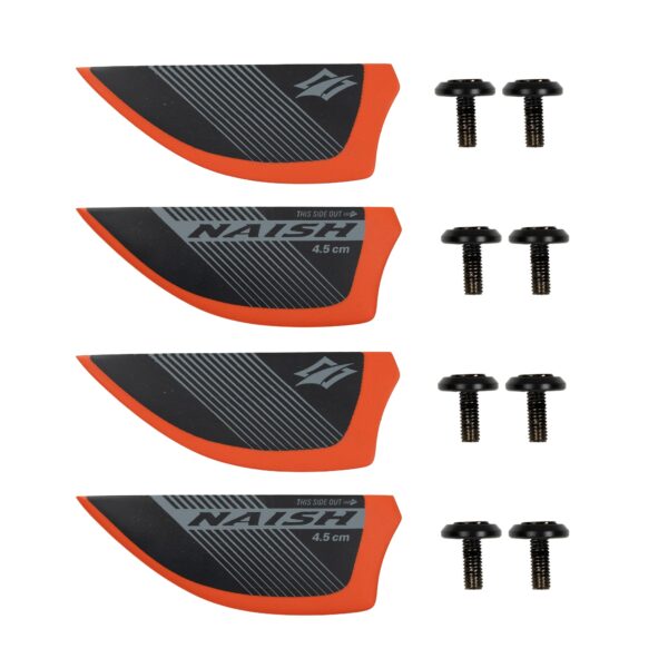 Naish G10 asymmetrical twin tip fin set, 4 x 4.5cm fins with screws