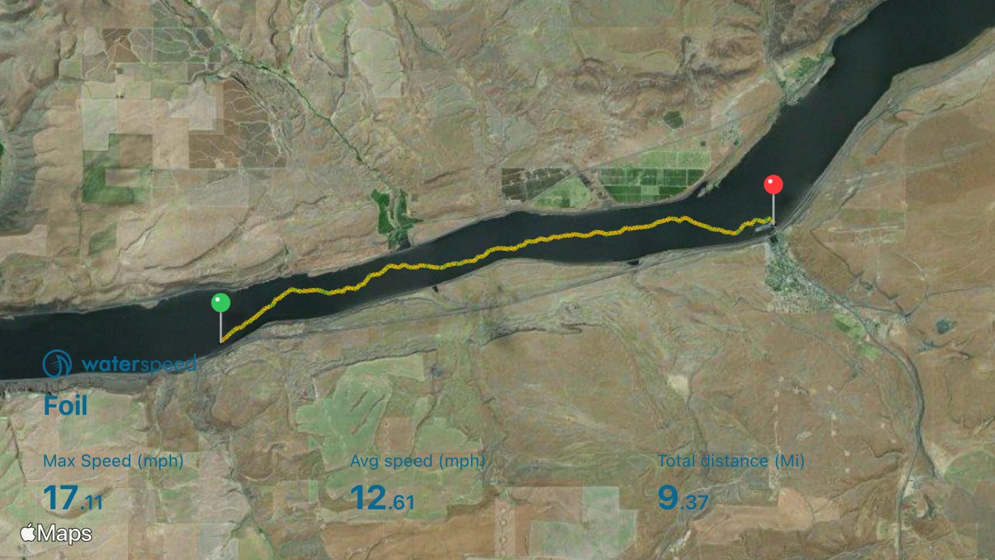 Blalock Canyon to Arlington downwind map Blalock Canyon to Arlington downwind run on Waterspeed: 9.37 miles, 12.61 mph average, 17.11 mph top speed